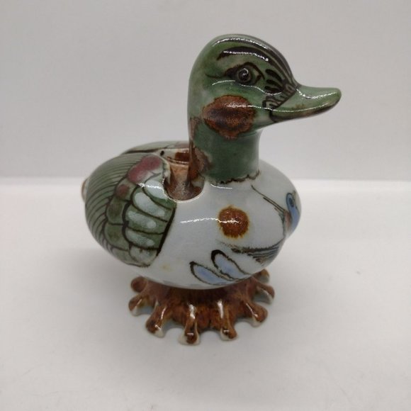 Ken Edwards Tonala Hand Painted Duck Mexican Pottery 4" - Picture 1 of 6